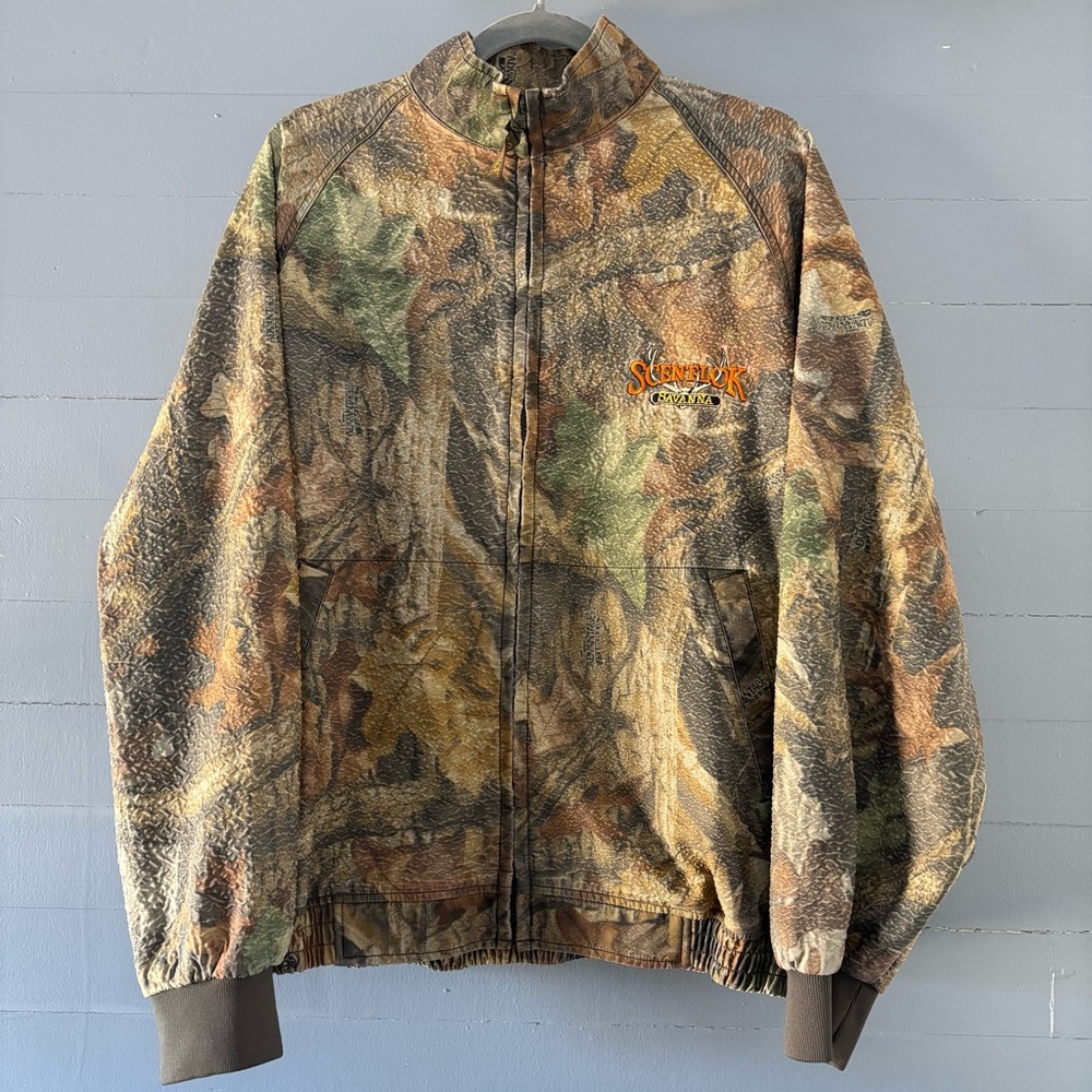 Scent-Lok Savanna Classic Full Zip Camo Light Jacket Mens Size L Textured